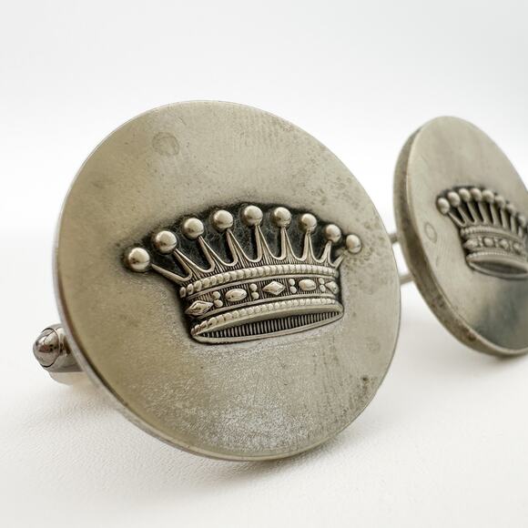 Cufflinks Crafted from Antique French Buttons Featuring a Regal Crown Design - Picture 3 of 13